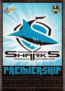 2007 Select NRL Invincible - Premiership Predictors #P04 Cronulla Sharks Front